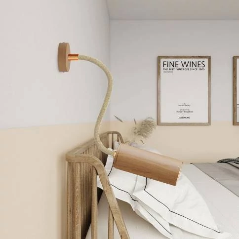 Lámpara Fermaluce Flex 30 con rosetón y foco de madera