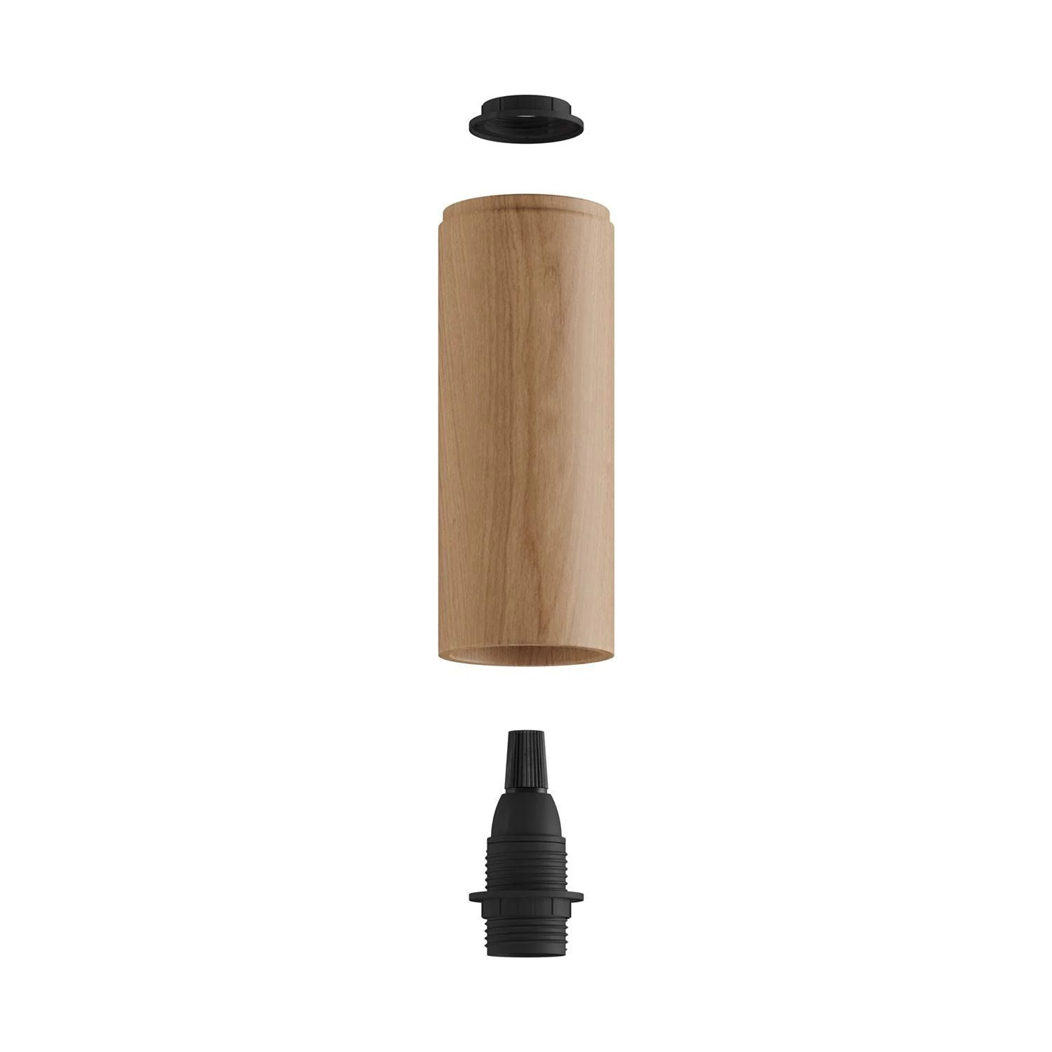 Lámpara Fermaluce Flex 30 con rosetón y foco de madera