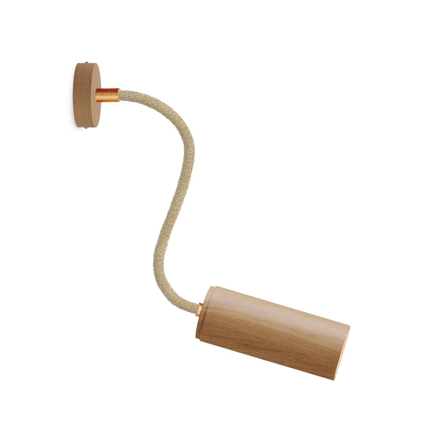 Lámpara Fermaluce Flex 30 con rosetón y foco de madera