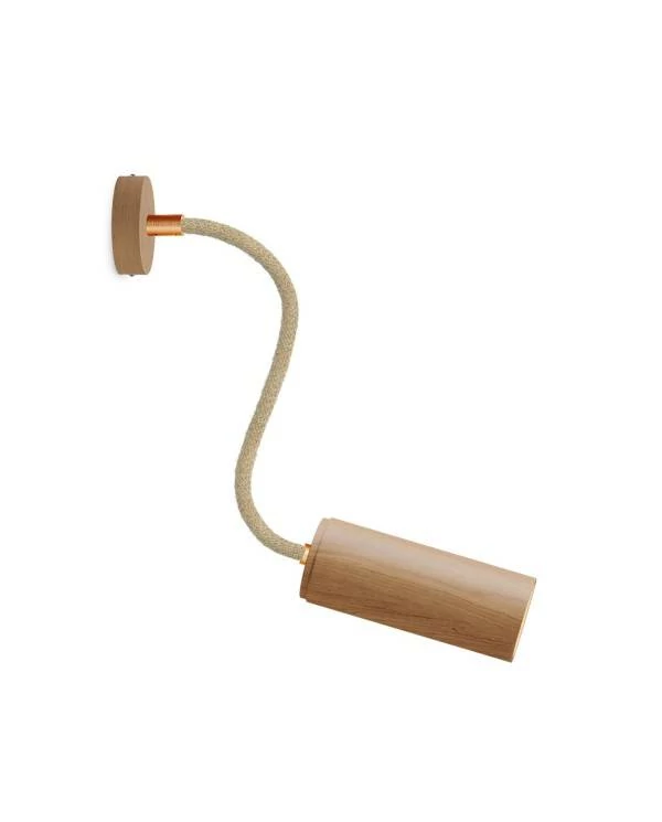 Lámpara Fermaluce Flex 30 con rosetón y foco de madera