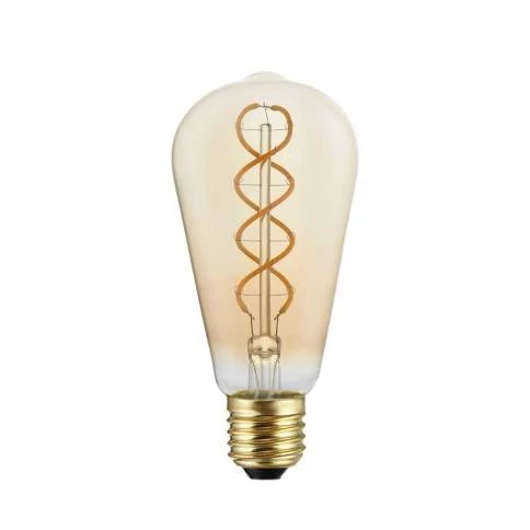 Bombilla LED Dorada Línea B01 Linea 5V Filamento espiral Edison ST64 1,3W 80Lm E27 2500K Regulable