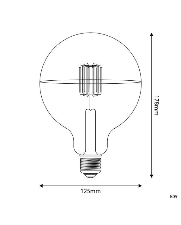 B05 - Bombilla LED G125 media esfera plateada