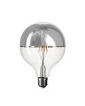 Bombilla LED Media Esfera Plateada B05 Linea 5V Filamento corto Globo G125 1,3W 110Lm E27 2500K Regulable