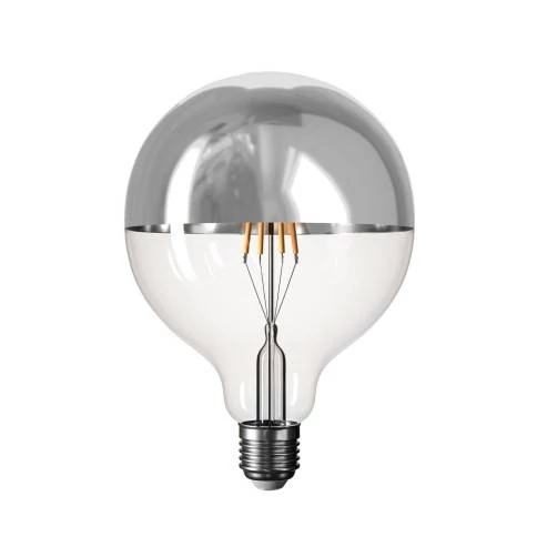 Bombilla LED Media Esfera Plateada B05 Linea 5V Filamento corto Globo G125 1,3W 110Lm E27 2500K Regulable