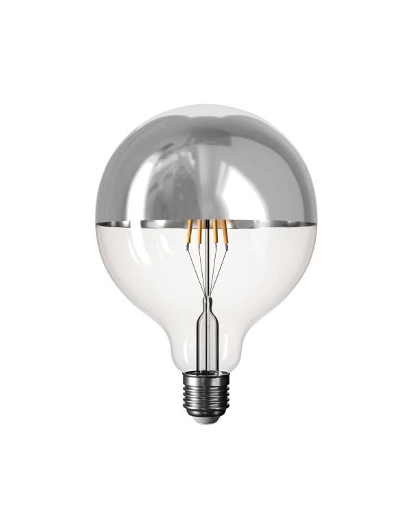 B05 - Bombilla LED G125 media esfera plateada