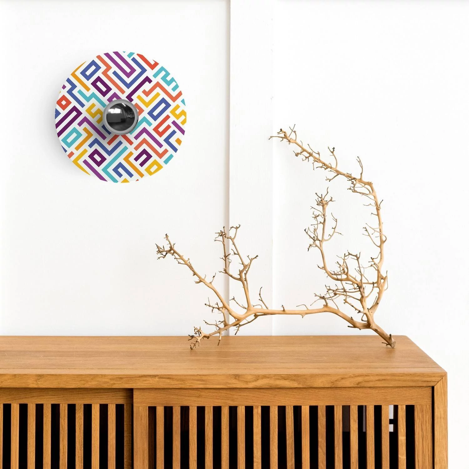 Mini pantalla Dibond con motivos geométricos