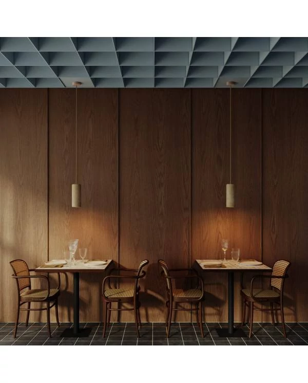 Lámpara colgante con pantalla de madera para focos