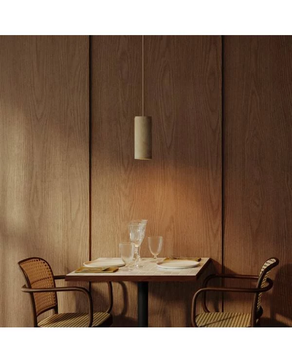 Lámpara colgante con pantalla de madera para focos