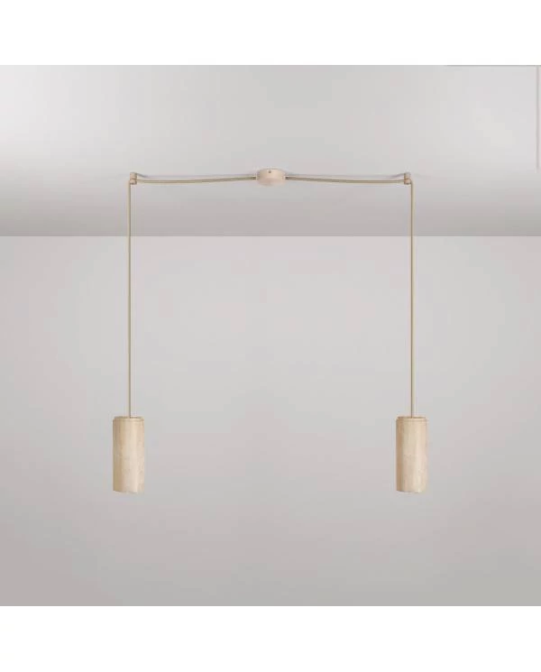 Lámpara colgante de 2 caídas con focos de madera