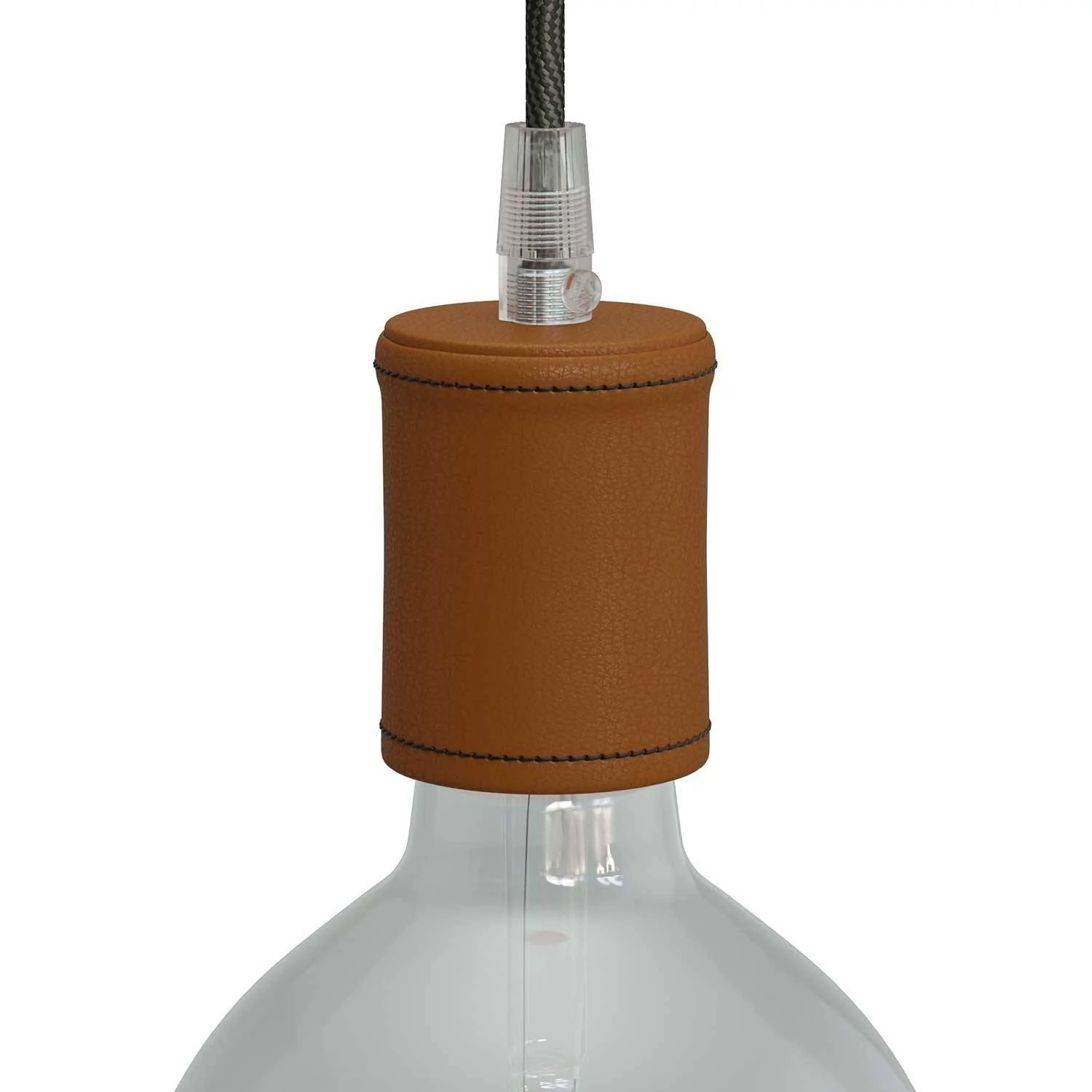 Leather Covered Wooden Lamp Holder Kit | Creative-Cables