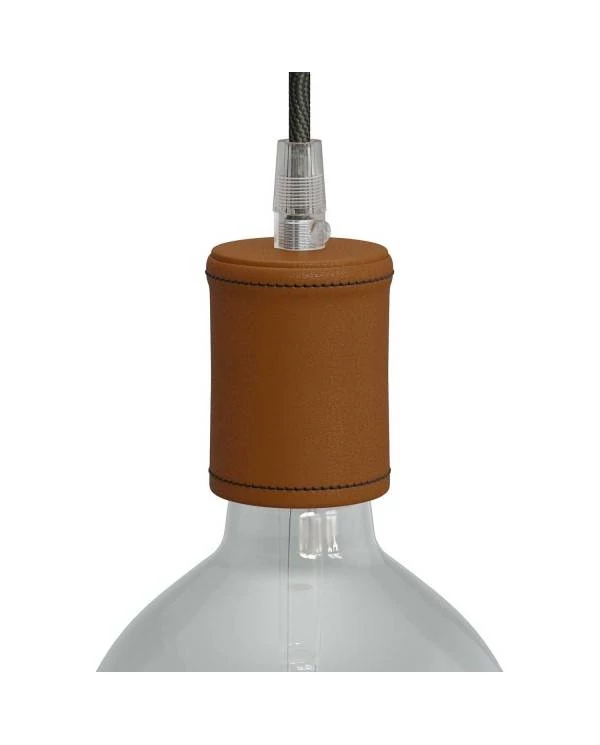Leather Covered Wooden Lamp Holder Kit | Creative-Cables