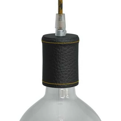 Leather Covered Wooden Lamp Holder Kit | Creative-Cables