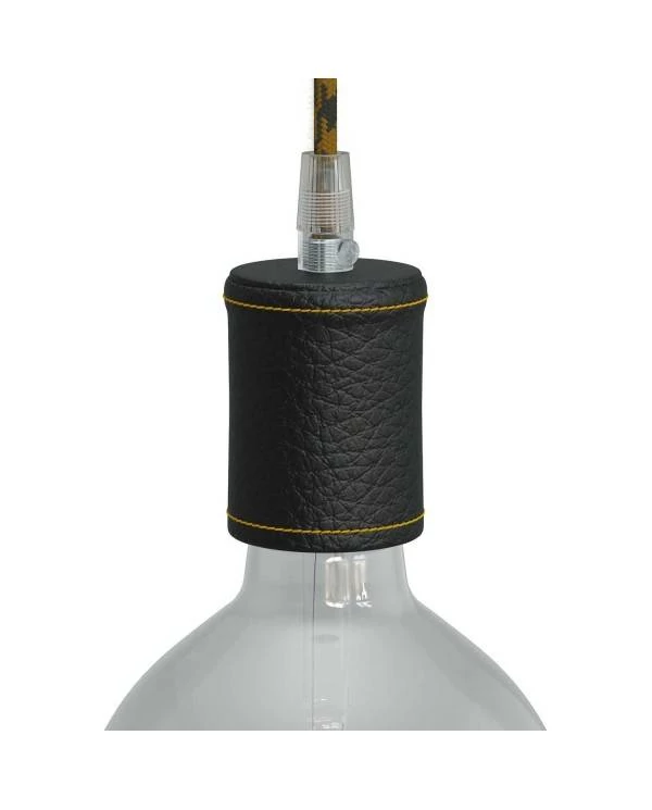Leather Covered Wooden Lamp Holder Kit | Creative-Cables