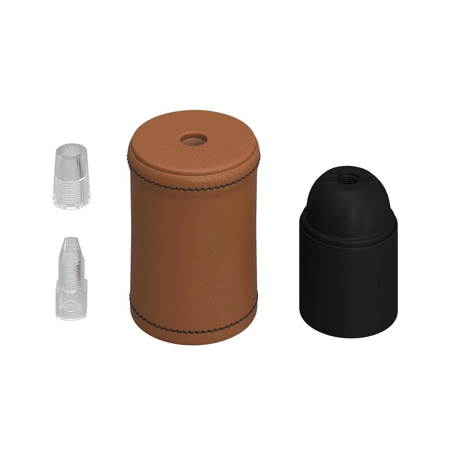 Leather Covered Wooden Lamp Holder Kit | Creative-Cables
