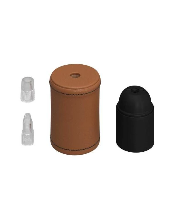 Leather Covered Wooden Lamp Holder Kit | Creative-Cables