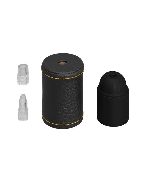 Leather Covered Wooden Lamp Holder Kit | Creative-Cables