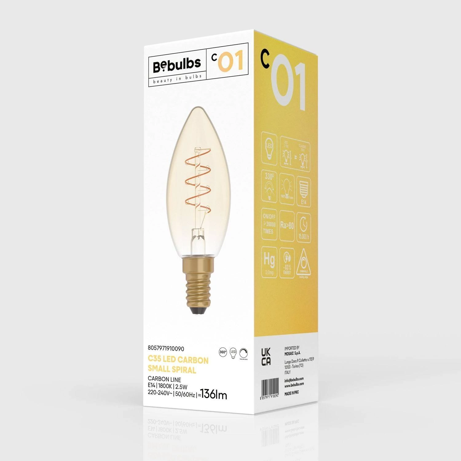 Bombilla LED C01 - C35 filamento espiral dorado