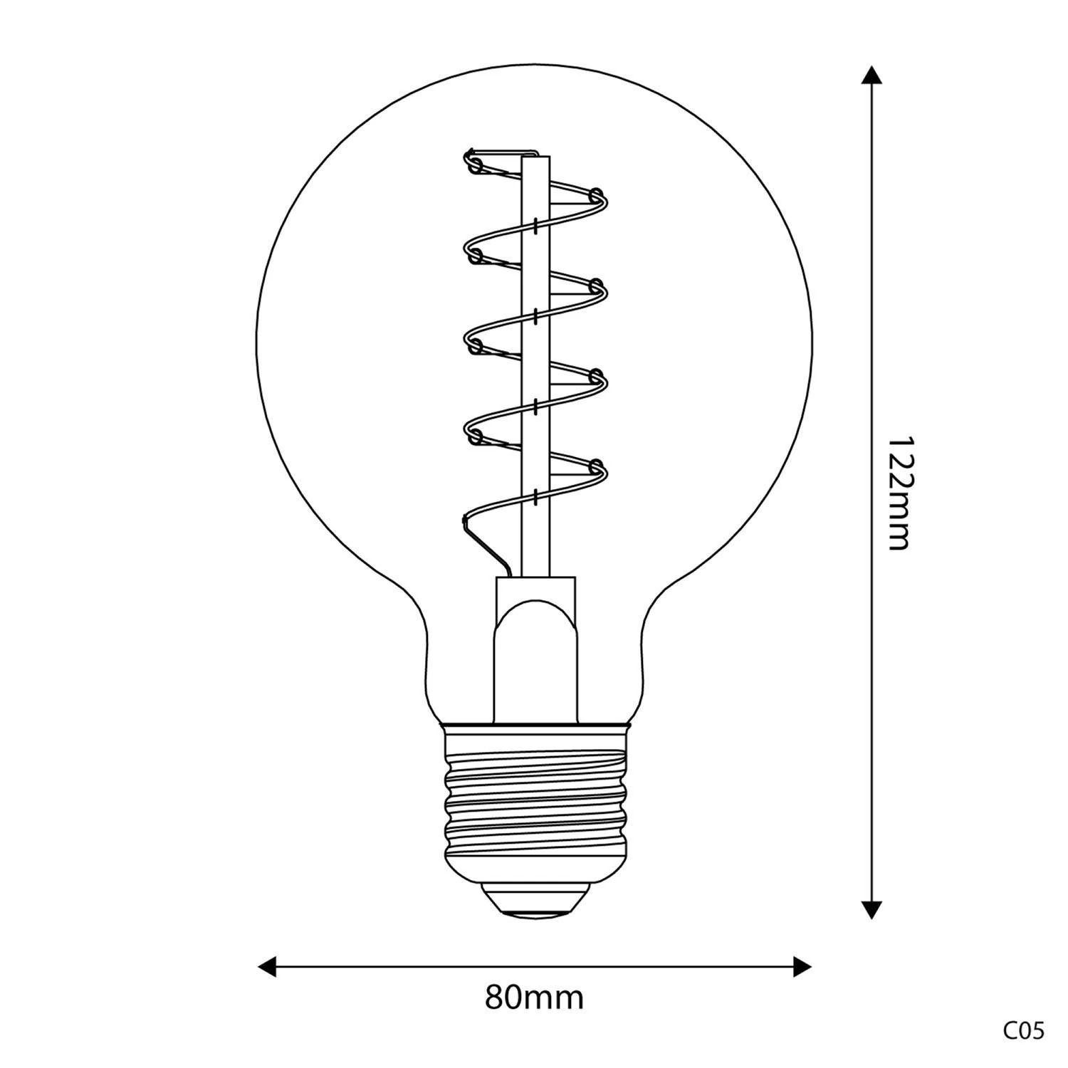 C05 - Bombilla LED G80 dorada filamento en espiral
