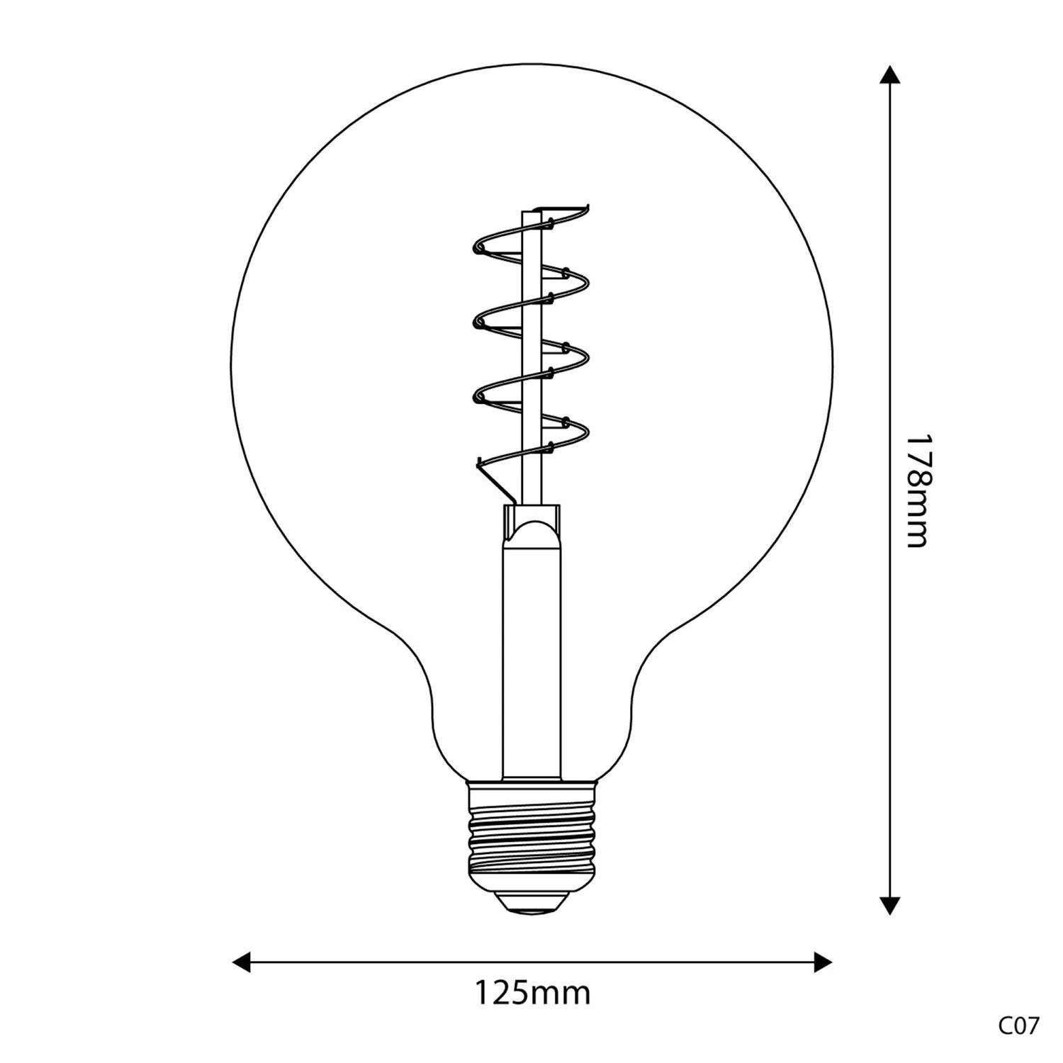 C07- Bombilla LED G125 dorada filamento en espiral