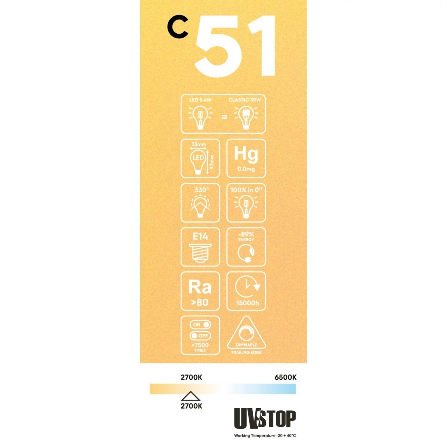 C51 - Bombilla LED C35 dorada