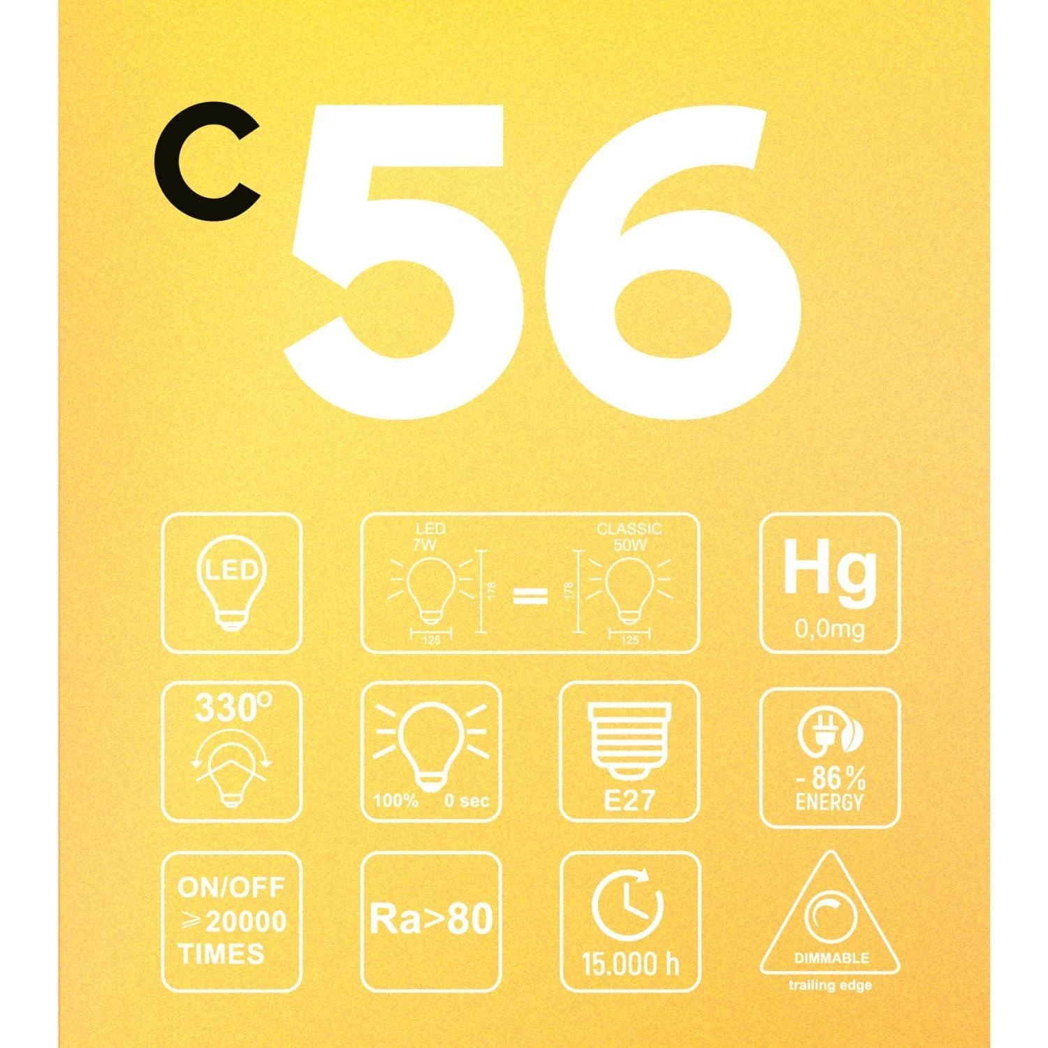 C56 - Bombilla LED G125 dorada