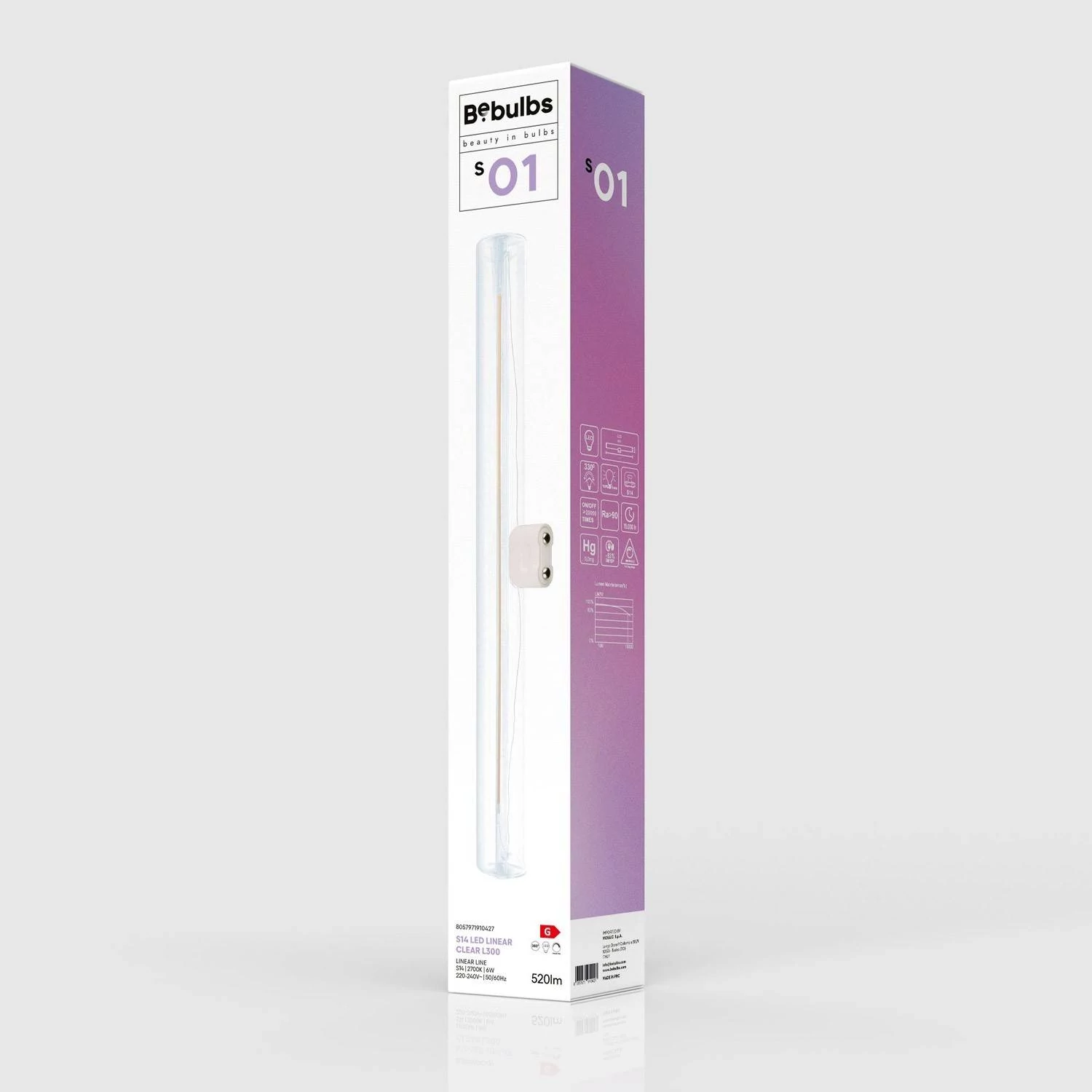 Bombilla LED lineal transparente S14d longitud 300 mm