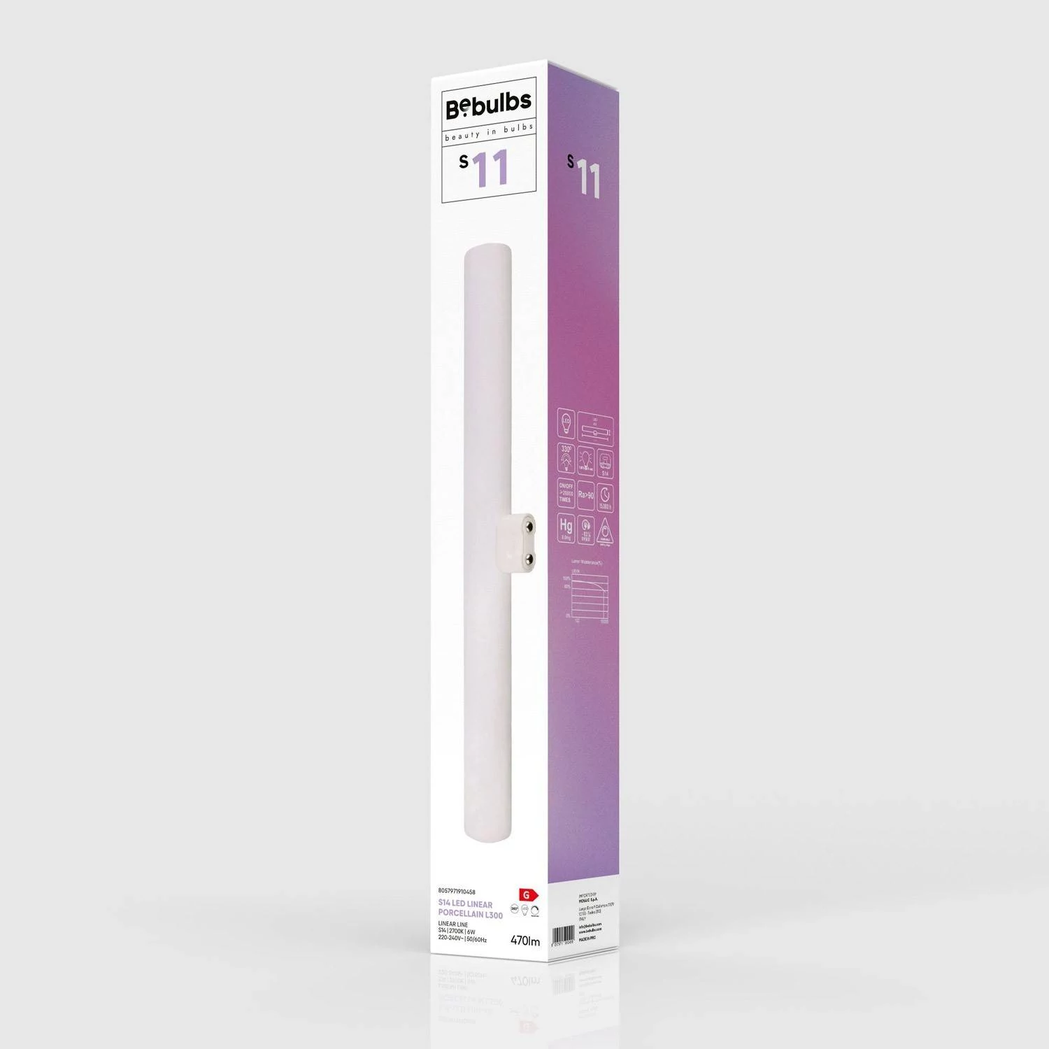 Bombilla LED lineal efecto porcelana S14d longitud 300 mm