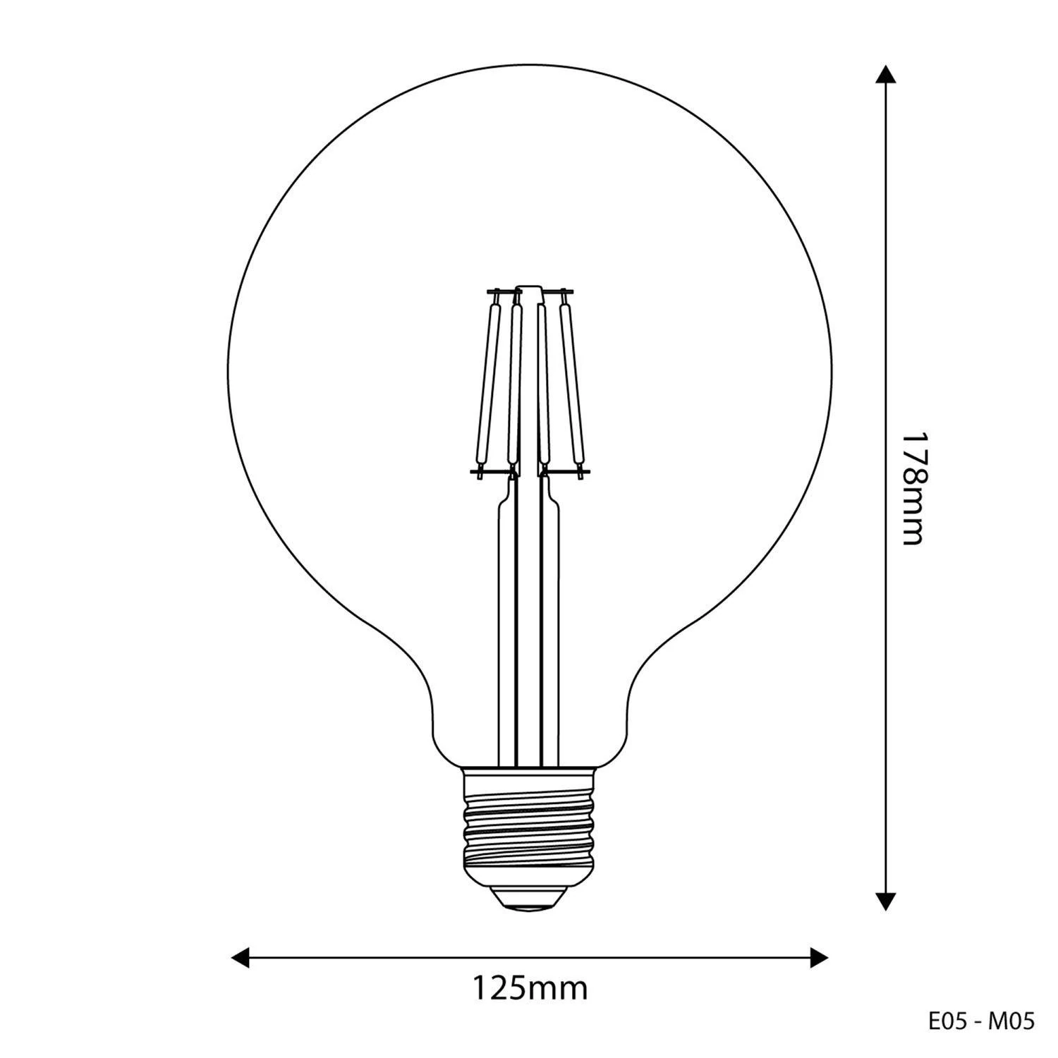 Bombilla LED Transparente Globo G125 E27 2700K