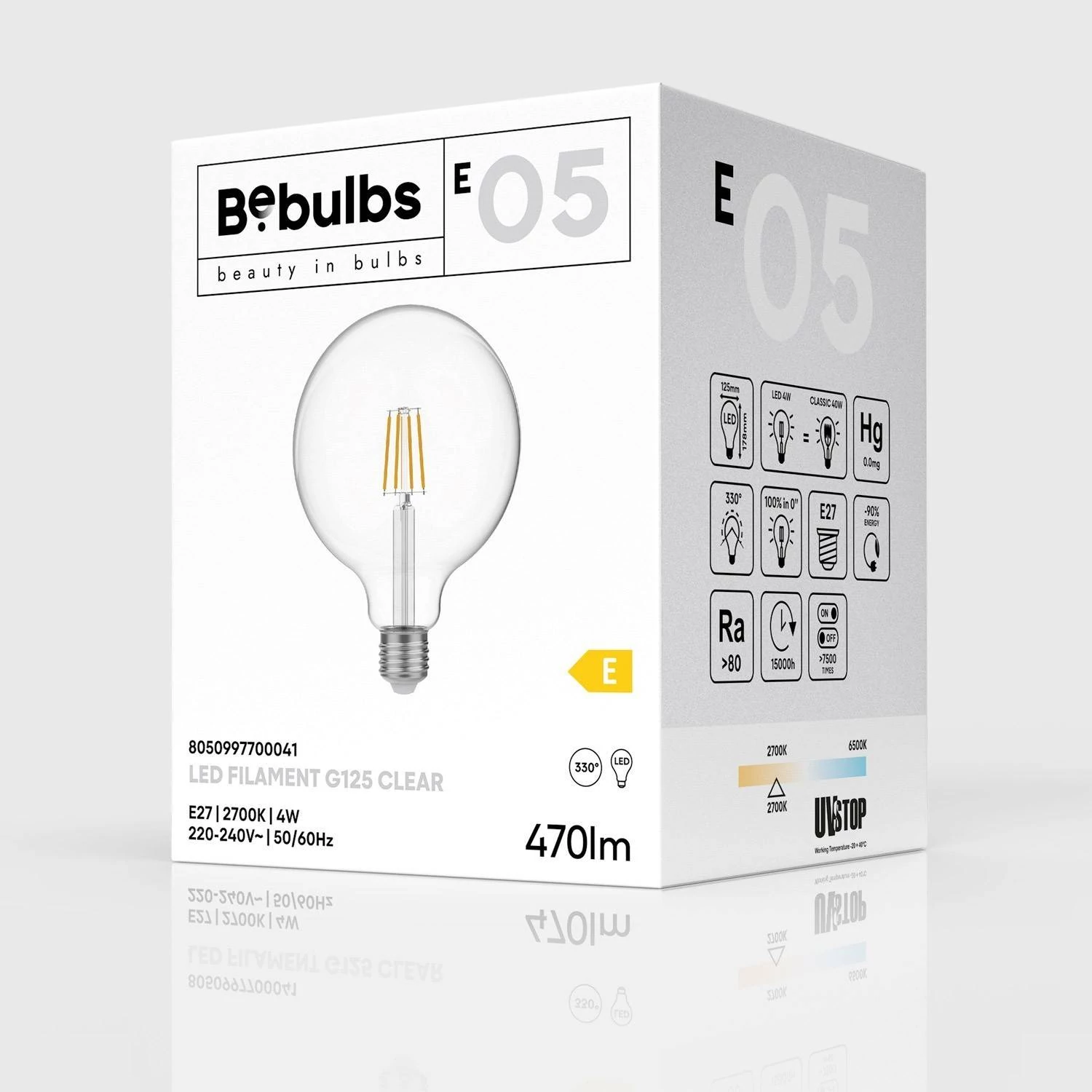 Bombilla LED Transparente Globo G125 E27 2700K