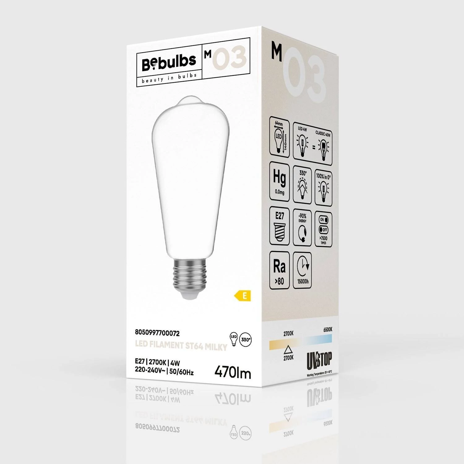 Bombilla LED Milky Edison ST64 E27 2700K