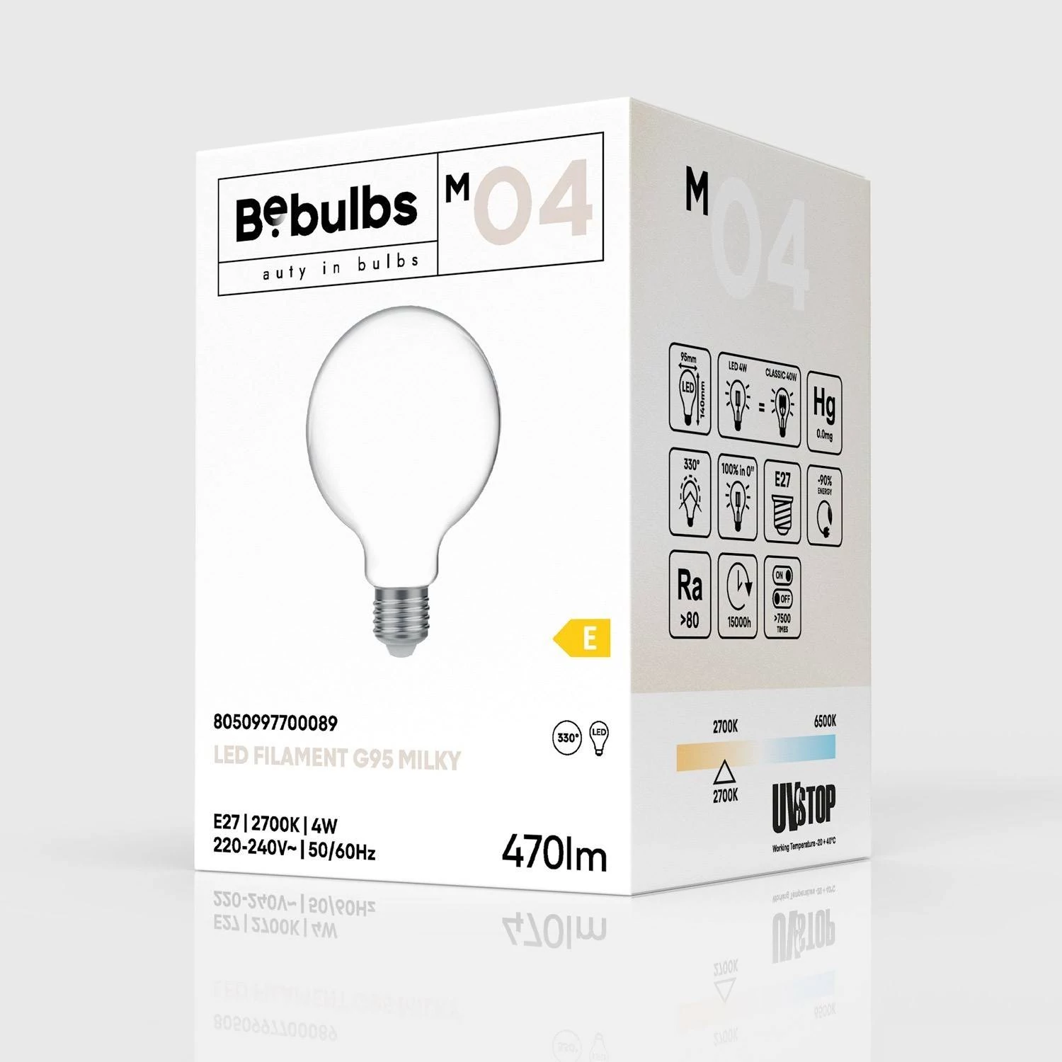 Bombilla LED Milky Globo G95 E27 2700K