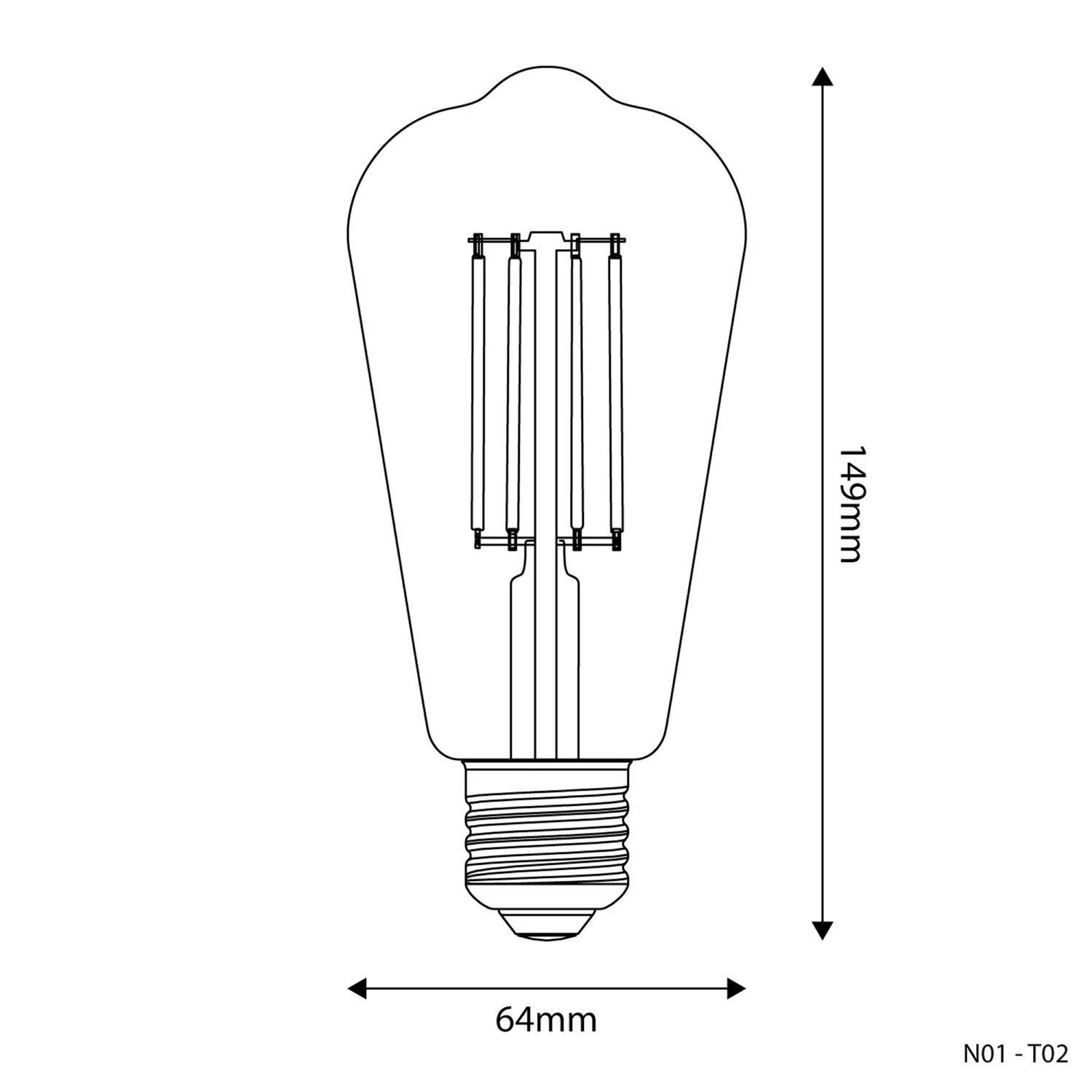 Bombilla LED Transparente Edison ST64 E27 3500K