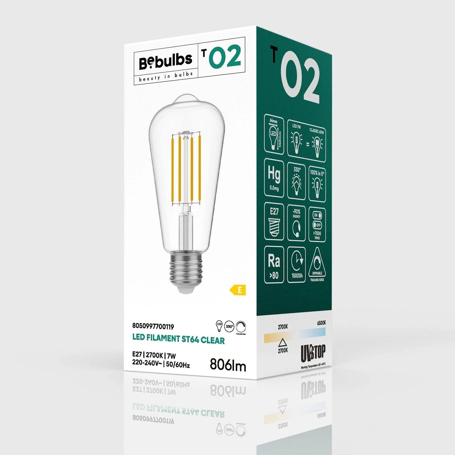 Bombilla LED transparente Edison ST64 E27 2700K