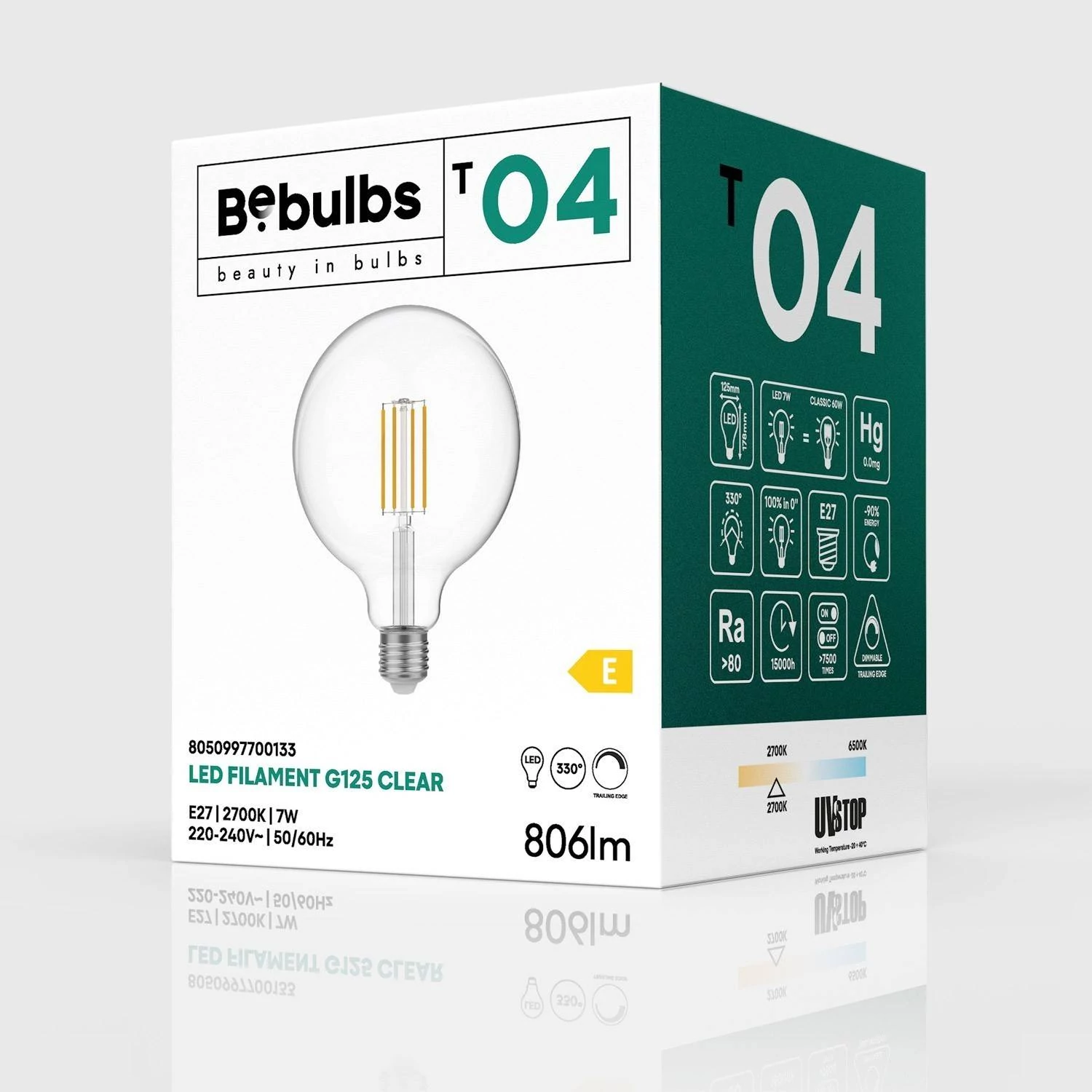 Bombilla LED transparente Globo G125 E27 2700K