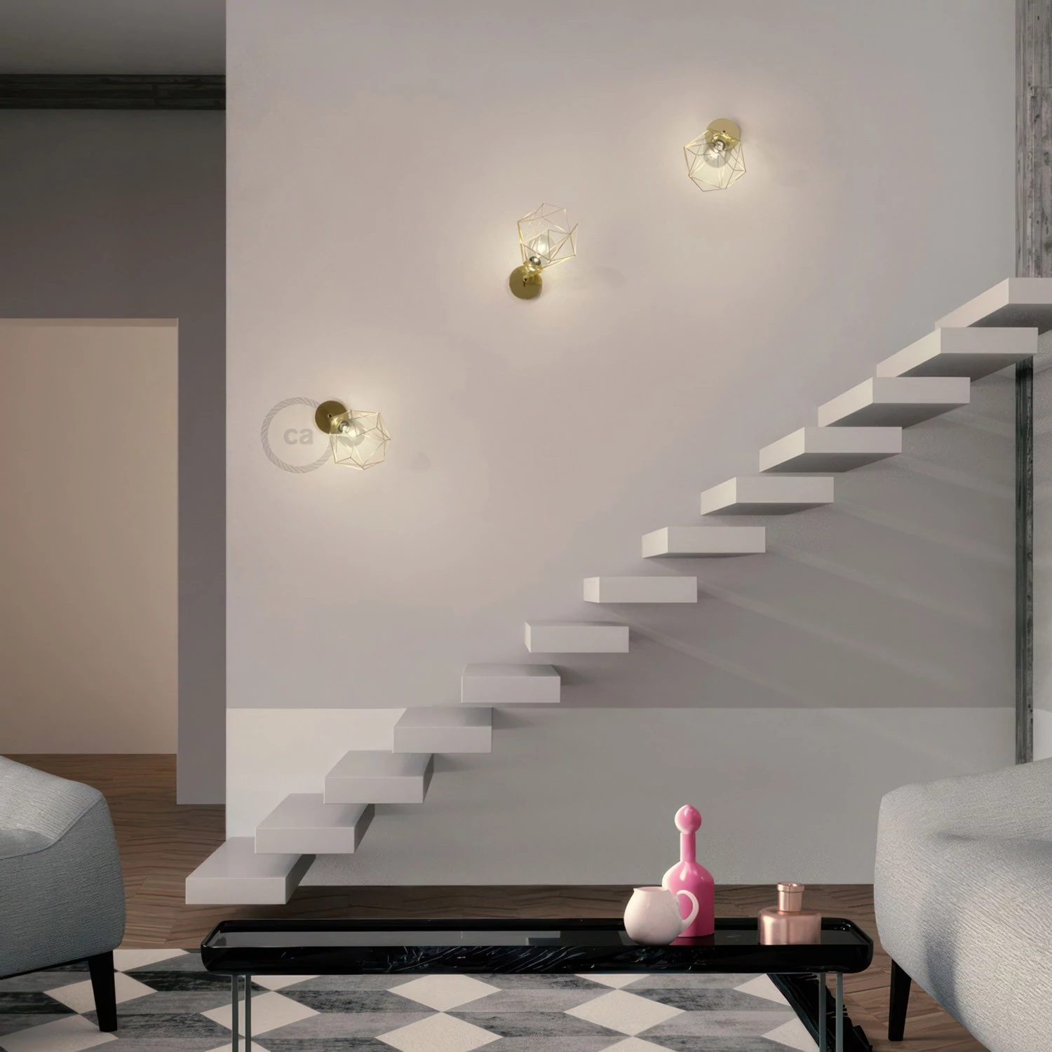 Lámpara de pared o techo metal orientable jaula Diamond
