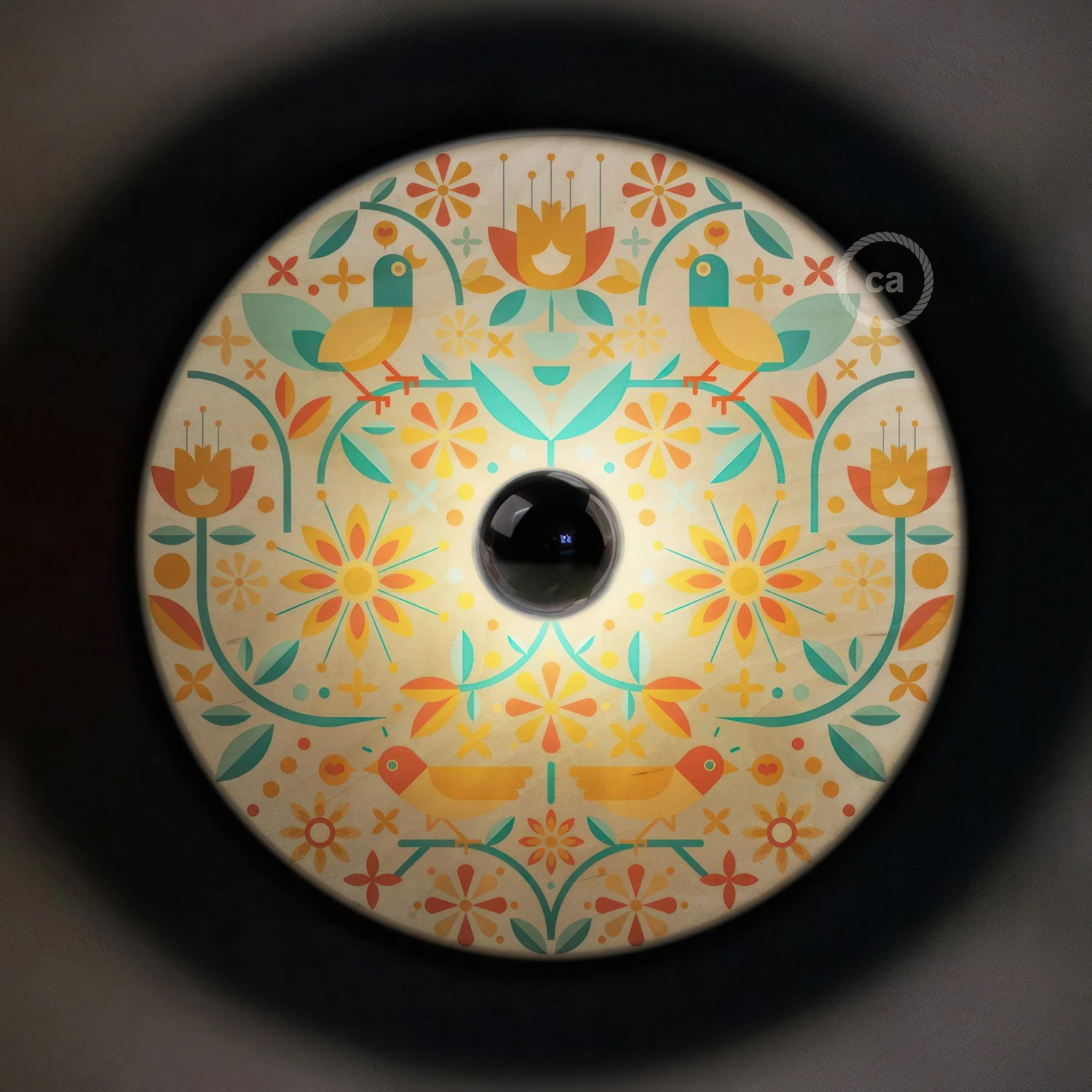 Lámpara de pared Ethnic pantalla UFO ilustrada doble cara