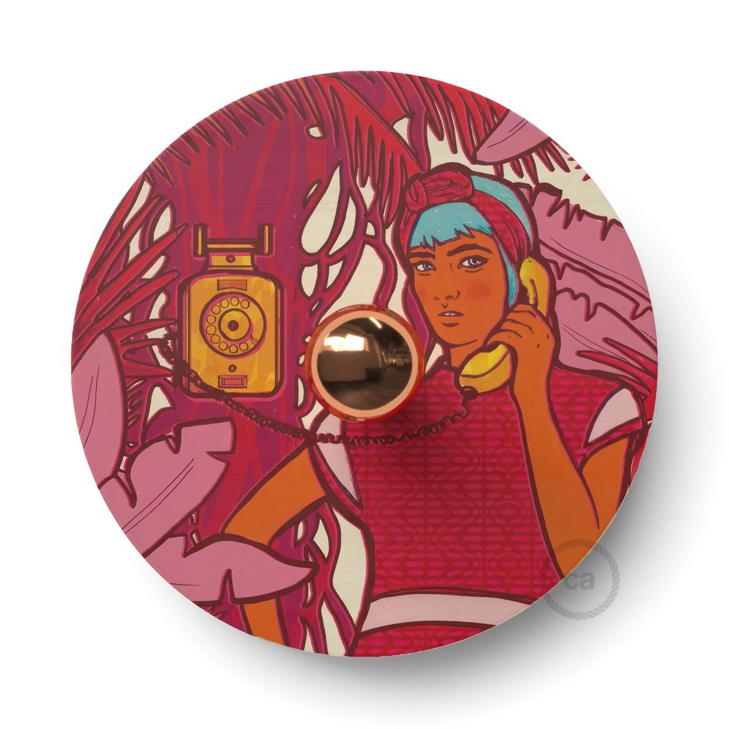 Lámpara de pared Romantic pantalla UFO ilustrada doble cara