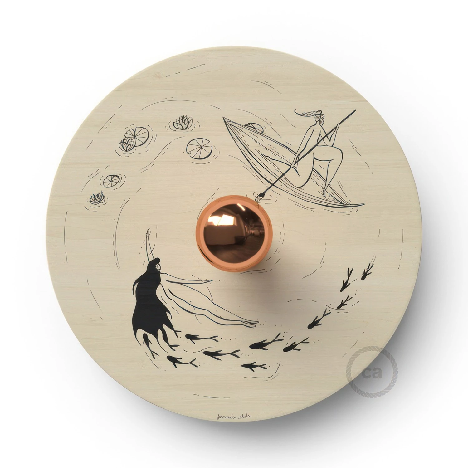 Lámpara de pared Romantic pantalla UFO ilustrada doble cara