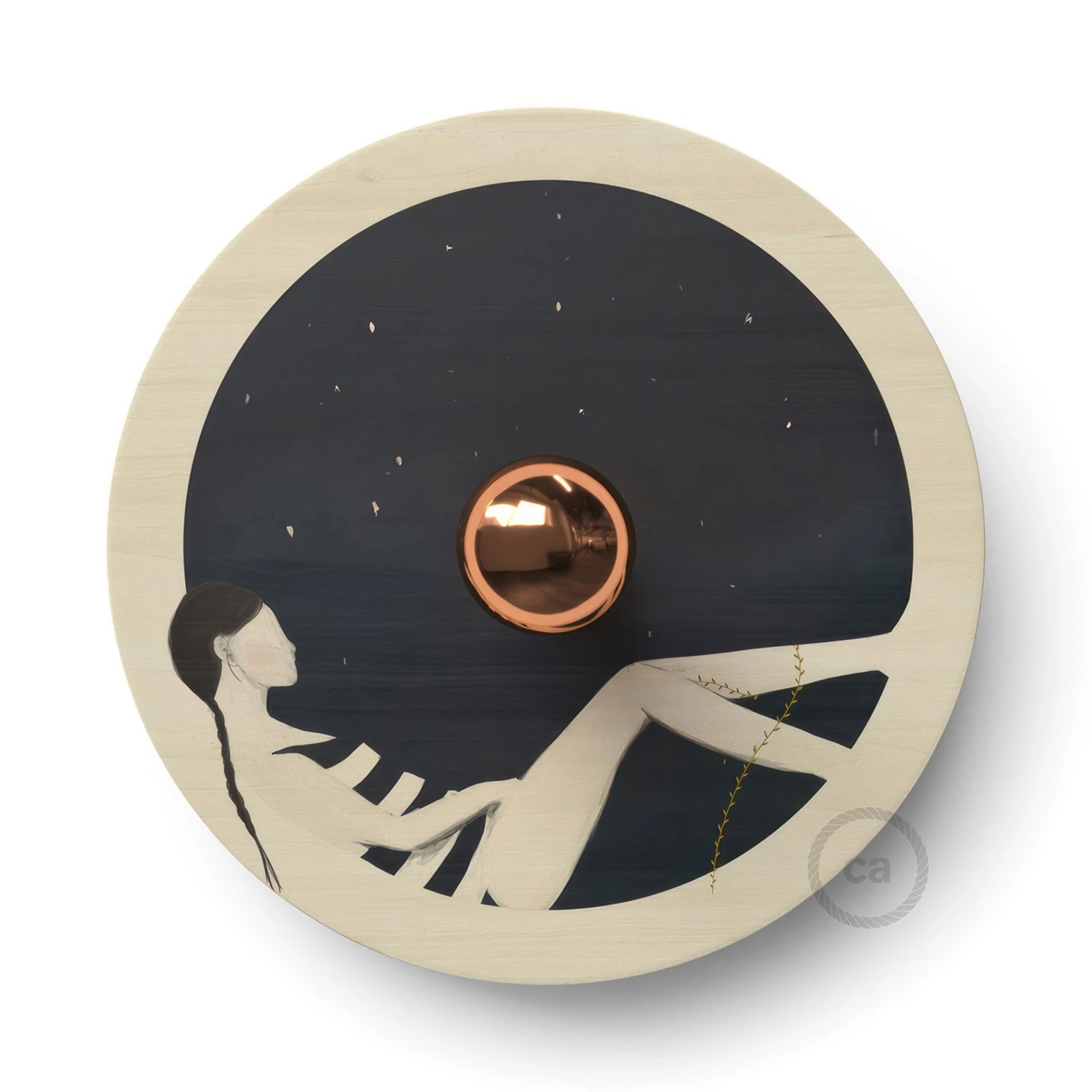 Lámpara de pared Romantic pantalla UFO ilustrada doble cara