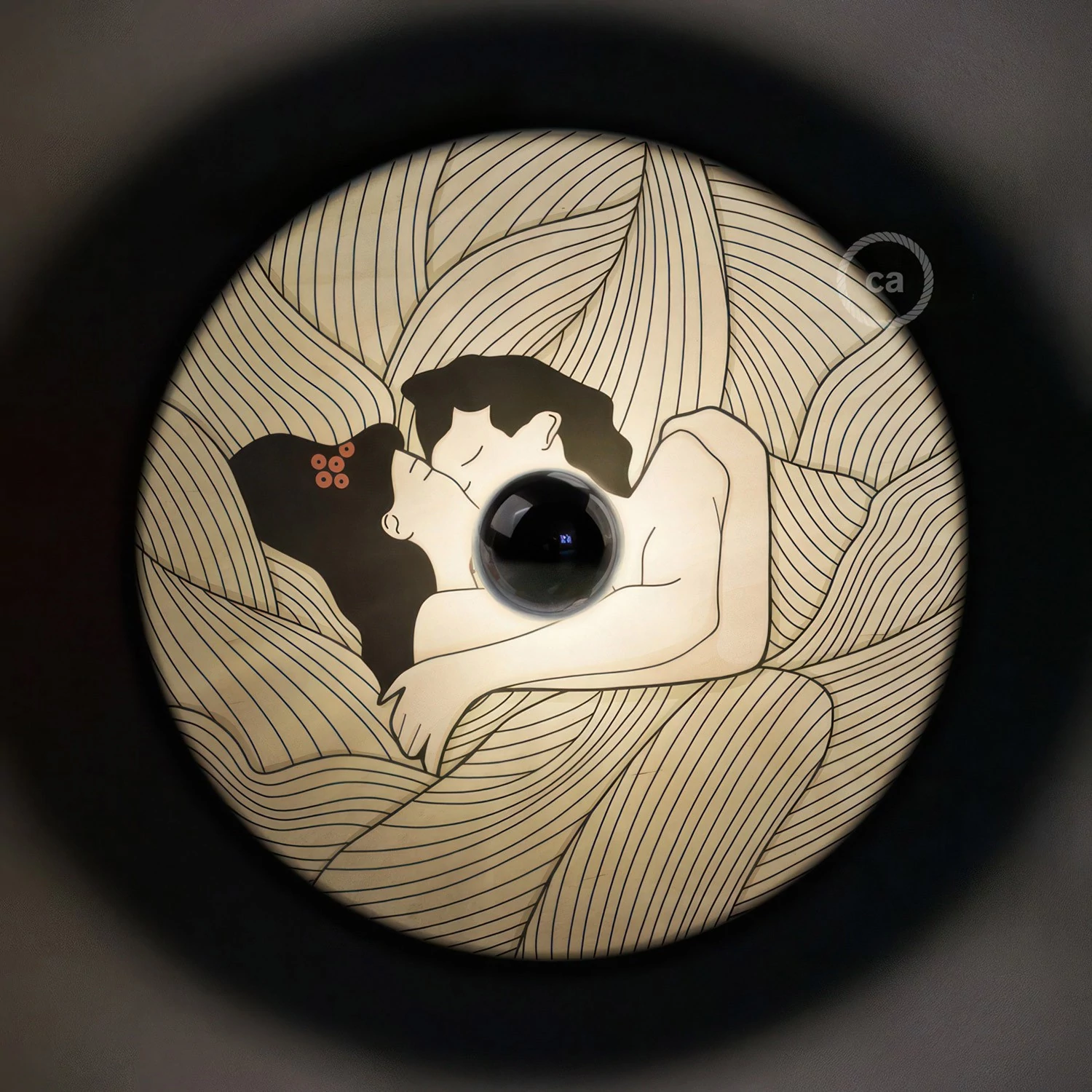 Lámpara de pared Romantic pantalla UFO ilustrada doble cara