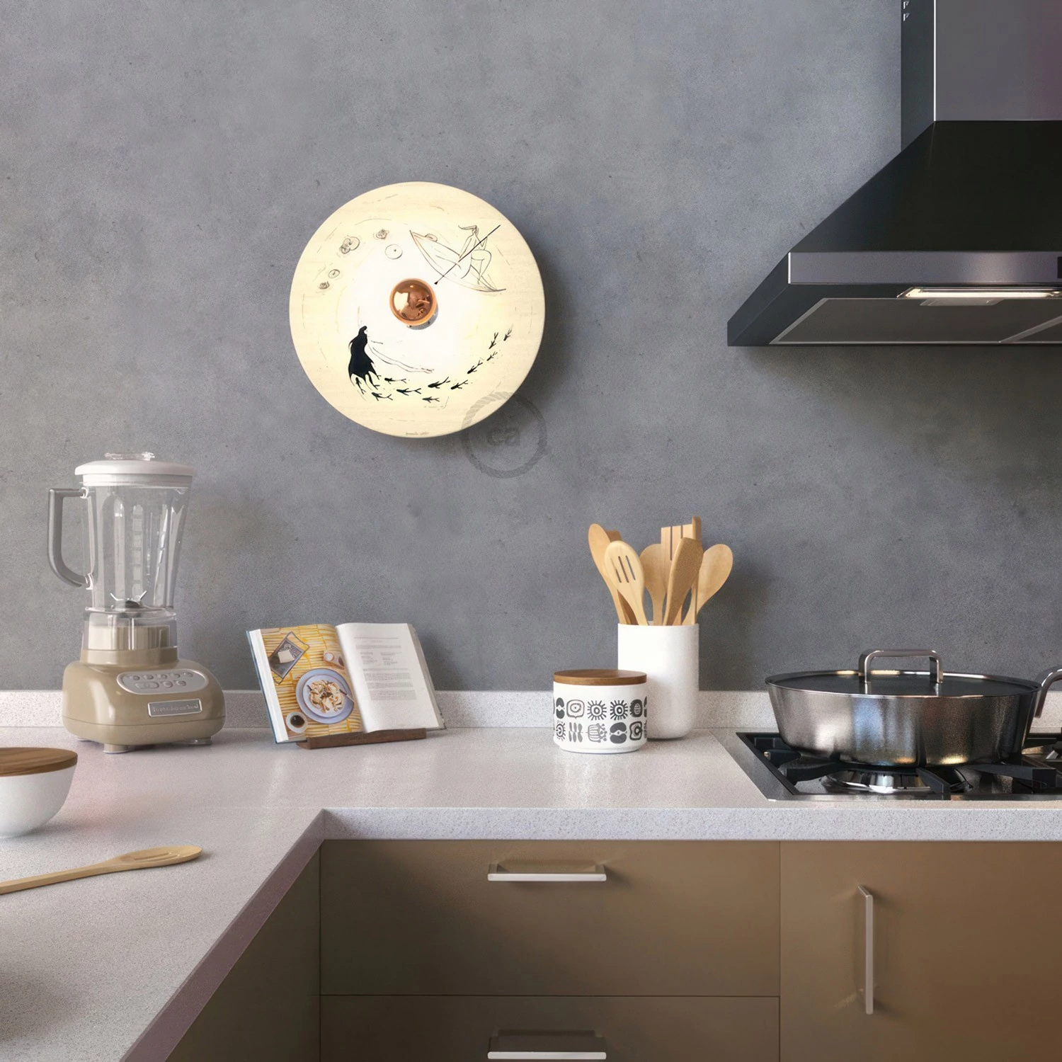 Lámpara de pared Romantic pantalla UFO ilustrada doble cara