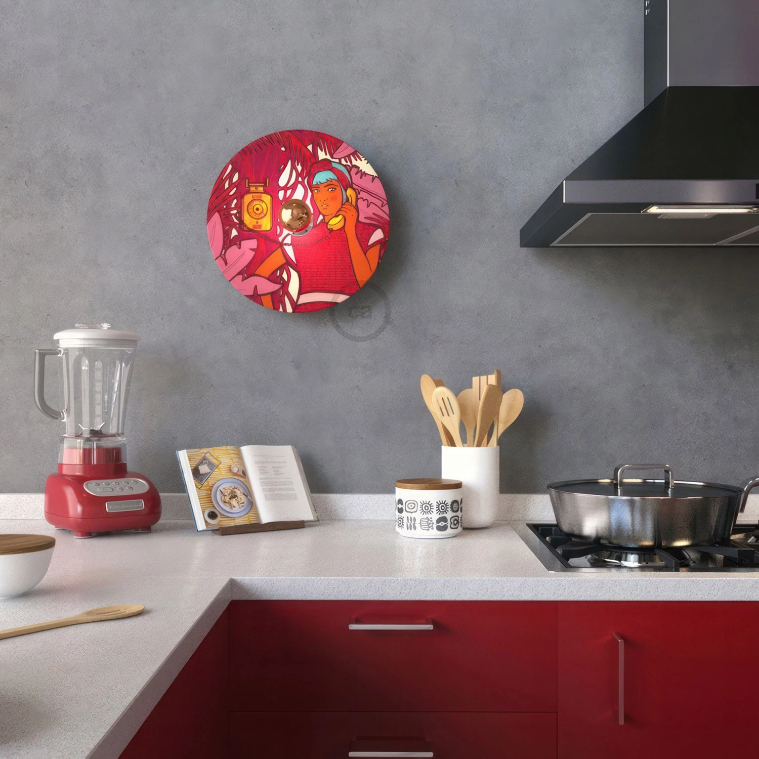 Lámpara de pared Romantic pantalla UFO ilustrada doble cara