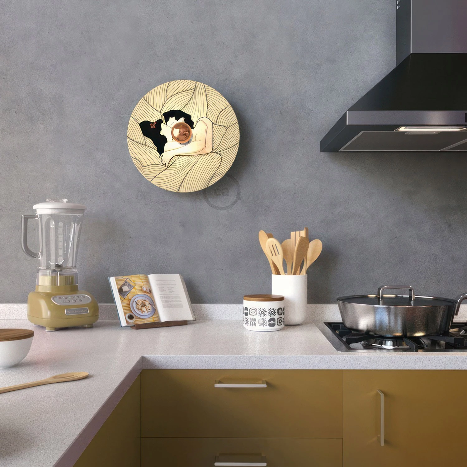 Lámpara de pared Romantic pantalla UFO ilustrada doble cara