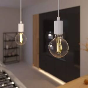 Lámpara moderna en metal negro o blanco con cable textil