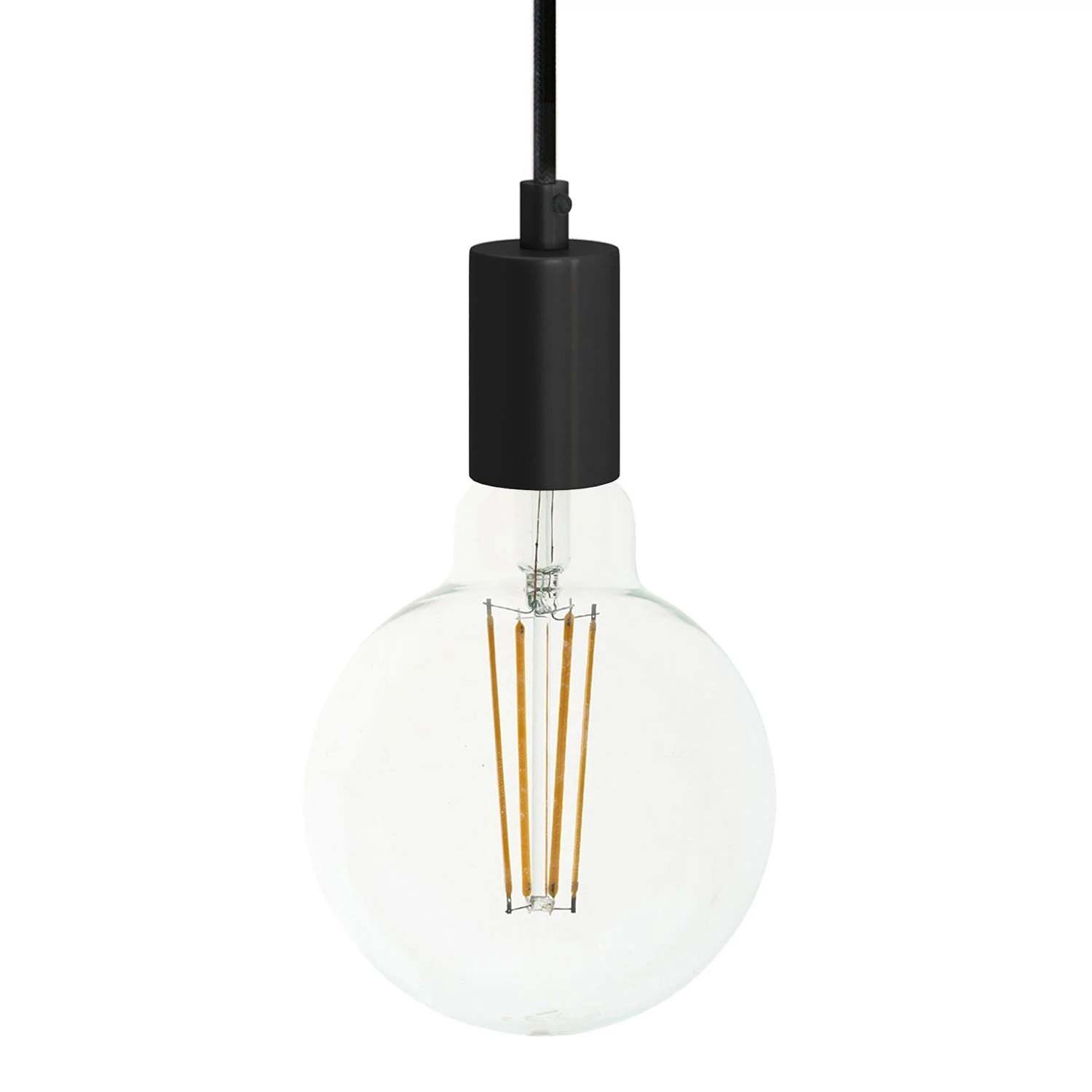 Lámpara moderna en metal negro o blanco con cable textil