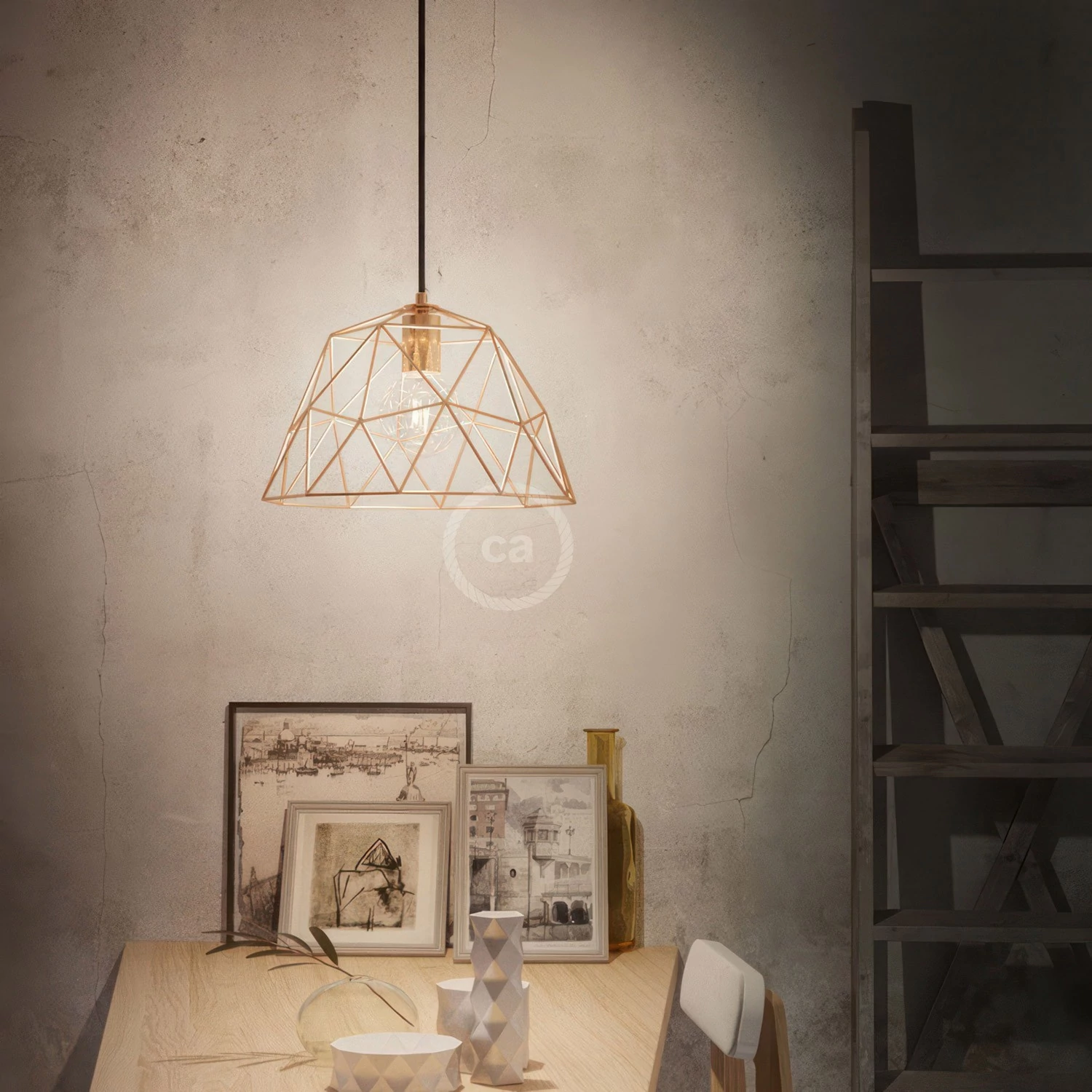 lámpara de suspensión con pantalla Dome XL metal estilo industrial