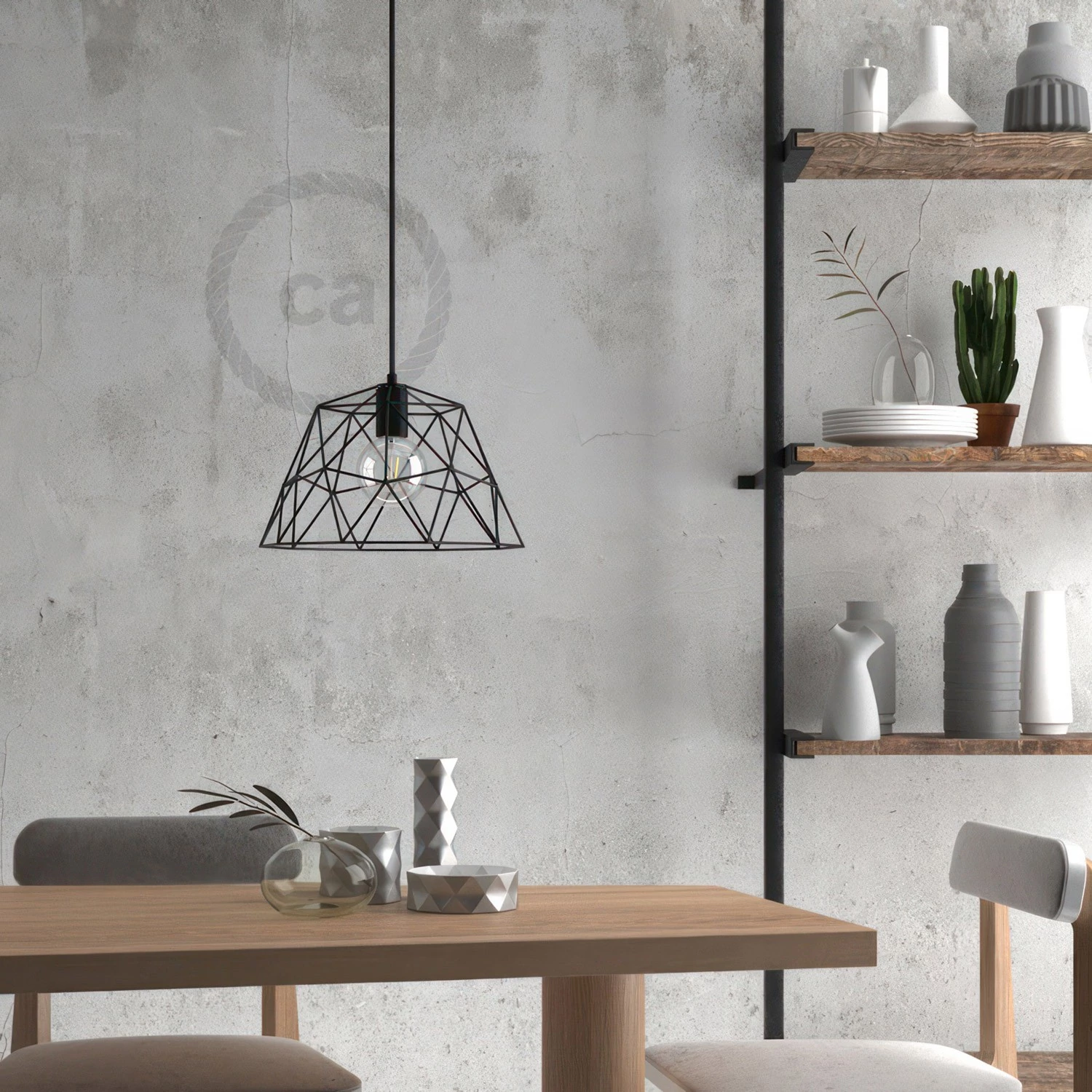 lámpara de suspensión con pantalla Dome XL metal estilo industrial