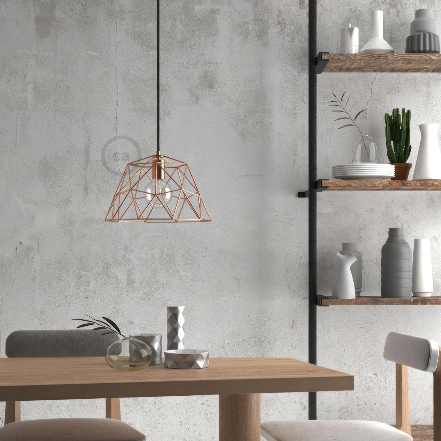 lámpara de suspensión con pantalla Dome XL metal estilo industrial