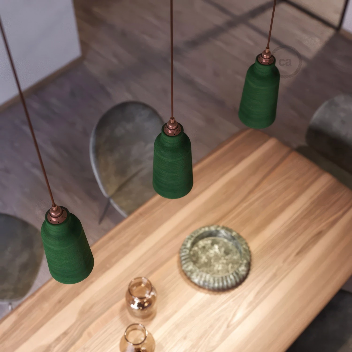 Lámpara estilo rústico con pantalla Botella de cerámica