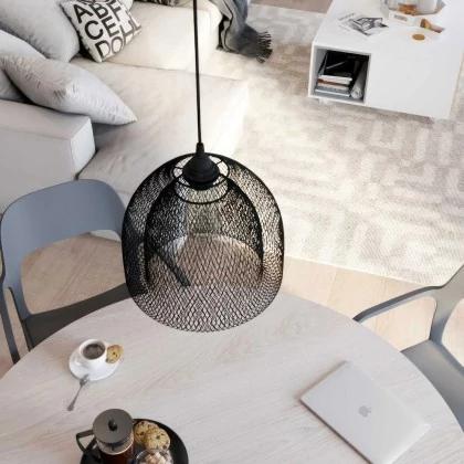 Lámpara de araña industrial con pantalla de jaula XL Ghostbell